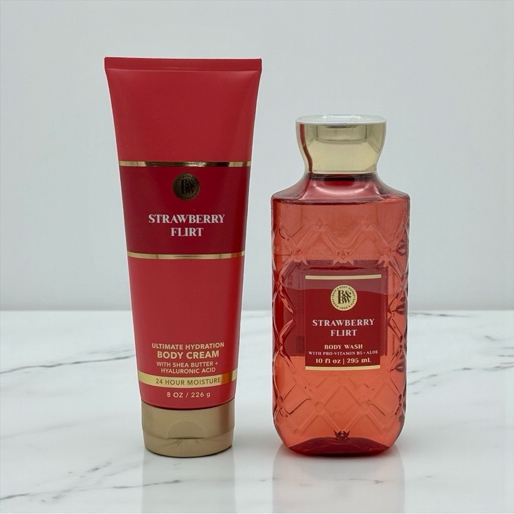 Bath & Body Works Strawberry Flirt Everyday Luxuries Body Care Gift Set NWT